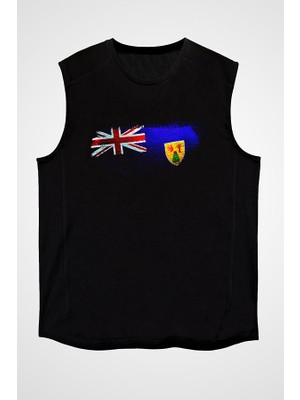 Darkhane Turks ve Caicos Adaları - Turks Caicos Islands Siyah Unisex Kolsuz Tişört Kesik Kol T-Shirt