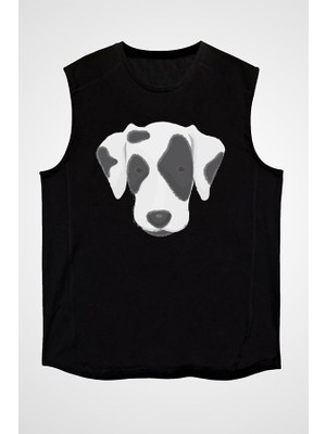 Darkhane Kara Gözlü Dalmaçyalı Siyah Unisex Kolsuz Tişört Kesik Kol T-Shirt