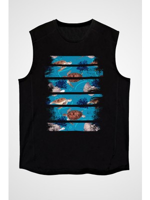 Darkhane Vatoz  ve Karetta Siyah Unisex Kolsuz Tişört Kesik Kol T-Shirt