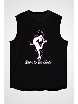 Darkhane Buz Pateni Için Doğmak Siyah Unisex Kolsuz Tişört Kesik Kol T-Shirt