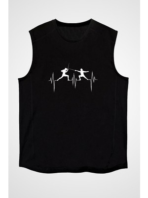 Darkhane Eskrim Siyah Unisex Kolsuz Tişört Kesik Kol T-Shirt