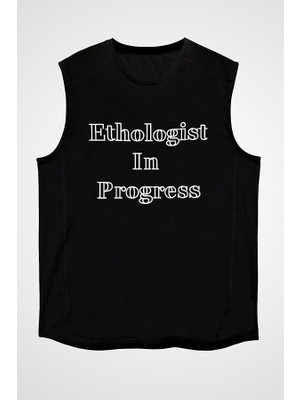 Darkhane Etolojist Siyah Unisex Kolsuz Tişört Kesik Kol T-Shirt
