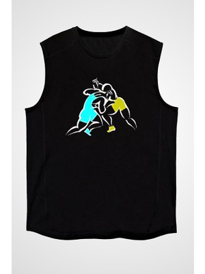 Darkhane Güreş Siyah Unisex Kolsuz Tişört Kesik Kol T-Shirt