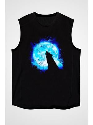 Darkhane Kurt Siyah Unisex Kolsuz Tişört Kesik Kol T-Shirt