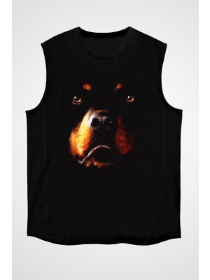 Darkhane Rottweiler Siyah Unisex Kolsuz Tişört Kesik Kol T-Shirt