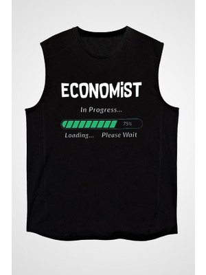 Darkhane Ekonomist Siyah Unisex Kolsuz Tişört Kesik Kol T-Shirt