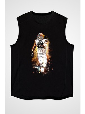 Darkhane Amerikan Futbolu - American Football Siyah Unisex Kolsuz Tişört Kesik Kol T-Shirt