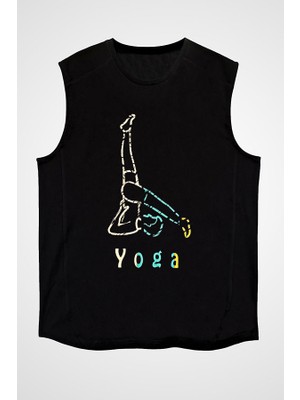 Darkhane Yoga Siyah Unisex Kolsuz Tişört Kesik Kol T-Shirt