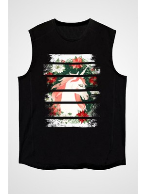 Darkhane Unicorn At Siyah Unisex Kolsuz Tişört Kesik Kol T-Shirt