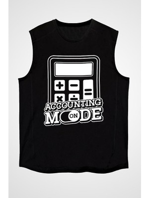 Darkhane Muhasebeci Siyah Unisex Kolsuz Tişört Kesik Kol T-Shirt