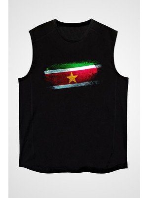 Darkhane Surinam - Suriname Siyah Unisex Kolsuz Tişört Kesik Kol T-Shirt