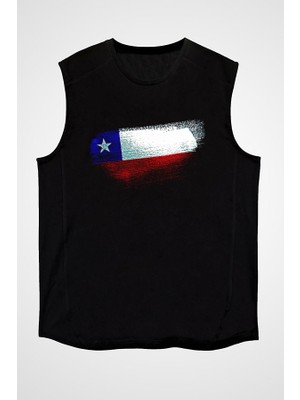 Darkhane Şili - Chile Siyah Unisex Kolsuz Tişört Kesik Kol T-Shirt