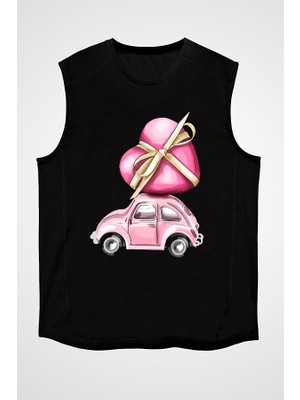 Darkhane Pembe Tospik Siyah Unisex Kolsuz Tişört Kesik Kol T-Shirt