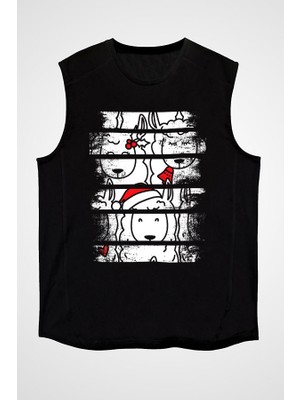 Darkhane Lama Siyah Unisex Kolsuz Tişört Kesik Kol T-Shirt