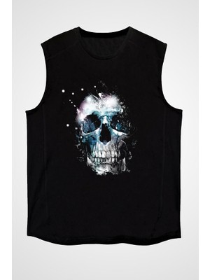 Darkhane Kurukafa Siyah Unisex Kolsuz Tişört Kesik Kol T-Shirt