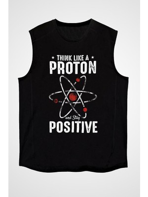 Darkhane Atom Proton Siyah Unisex Kolsuz Tişört Kesik Kol T-Shirt
