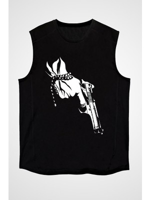Darkhane Ev Siyah Unisex Kolsuz Tişört Kesik Kol T-Shirt