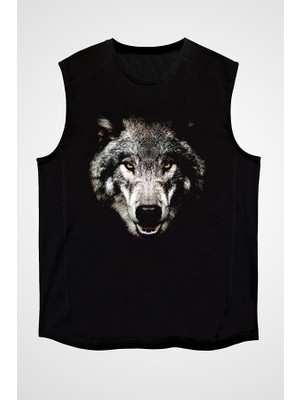 Darkhane Kurt Siyah Unisex Kolsuz Tişört Kesik Kol T-Shirt