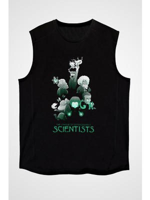 Darkhane Bilim Insanları Siyah Unisex Kolsuz Tişört Kesik Kol T-Shirt