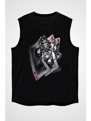 Darkhane Poker Siyah Unisex Kolsuz Tişört Kesik Kol T-Shirt