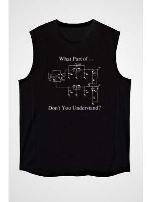 Darkhane Elektrik Mühendis Siyah Unisex Kolsuz Tişört Kesik Kol T-Shirt