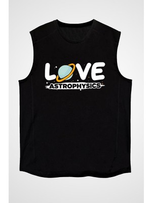 Darkhane Astrofizikçi Siyah Unisex Kolsuz Tişört Kesik Kol T-Shirt