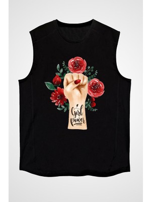 Darkhane 8 Mart Dünya Kadınlar Günü Siyah Unisex Kolsuz Tişört Kesik Kol T-Shirt