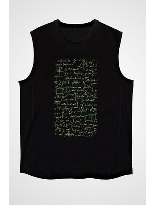 Darkhane Matematik Fizik Formülleri  Siyah Unisex Kolsuz Tişört Kesik Kol T-Shirt