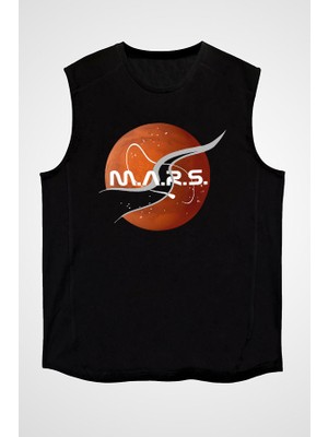 Darkhane Mars Siyah Unisex Kolsuz Tişört Kesik Kol T-Shirt