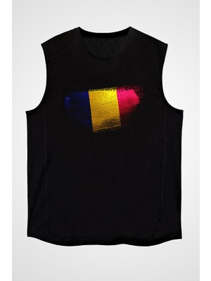 Darkhane Romanya - Romania Siyah Unisex Kolsuz Tişört Kesik Kol T-Shirt