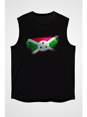 Darkhane Burundi Siyah Unisex Kolsuz Tişört Kesik Kol T-Shirt