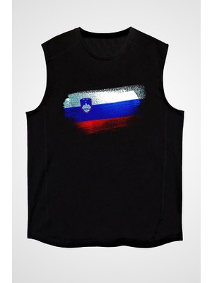 Darkhane Slovenya - Slovenia Siyah Unisex Kolsuz Tişört Kesik Kol T-Shirt