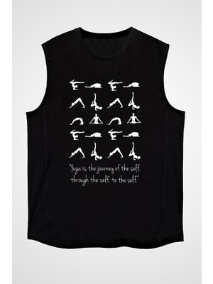 Darkhane Yoga Siyah Unisex Kolsuz Tişört Kesik Kol T-Shirt