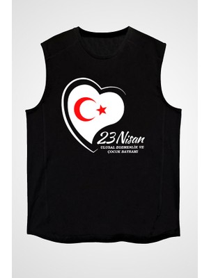 Darkhane 23 Nisan Ulusal Egemenlik ve Çocuk Bayramı
 Siyah Unisex Kolsuz Tişört Kesik Kol T-Shirt