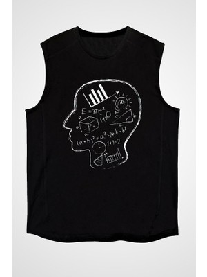 Darkhane Matematikçi Siyah Unisex Kolsuz Tişört Kesik Kol T-Shirt