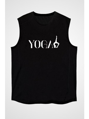 Darkhane Yoga Siyah Unisex Kolsuz Tişört Kesik Kol T-Shirt