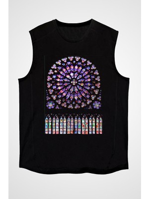 Darkhane Notre Dame Katedrali Siyah Unisex Kolsuz Tişört Kesik Kol T-Shirt