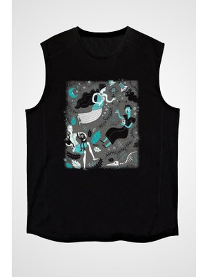 Darkhane Etolojist Siyah Unisex Kolsuz Tişört Kesik Kol T-Shirt