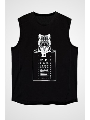 Darkhane Göz Doktoru Kurt Siyah Unisex Kolsuz Tişört Kesik Kol T-Shirt