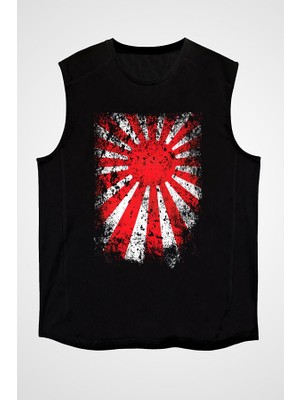 Darkhane Japonya Siyah Unisex Kolsuz Tişört Kesik Kol T-Shirt