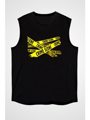 Darkhane Polis Siyah Unisex Kolsuz Tişört Kesik Kol T-Shirt