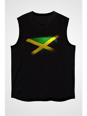 Darkhane Jamaika - Jamaica Siyah Unisex Kolsuz Tişört Kesik Kol T-Shirt