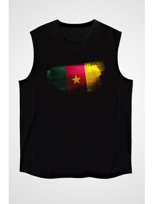 Darkhane Kamerun - Cameroon Siyah Unisex Kolsuz Tişört Kesik Kol T-Shirt