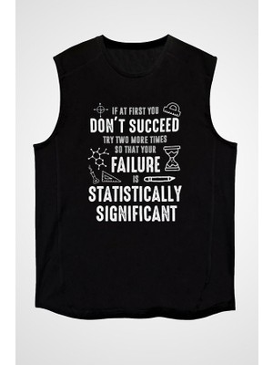 Darkhane Bilim Yazı Siyah Unisex Kolsuz Tişört Kesik Kol T-Shirt