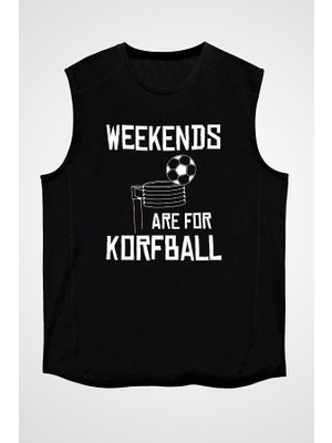 Darkhane Korfbol Siyah Unisex Kolsuz Tişört Kesik Kol T-Shirt
