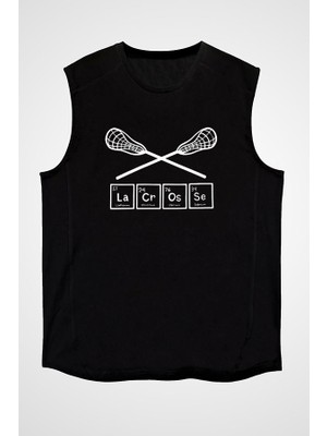 Darkhane Lakros Siyah Unisex Kolsuz Tişört Kesik Kol T-Shirt