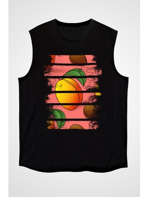 Darkhane Kayısı Siyah Unisex Kolsuz Tişört Kesik Kol T-Shirt