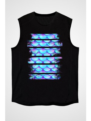 Darkhane Deniz Kızı Siyah Unisex Kolsuz Tişört Kesik Kol T-Shirt