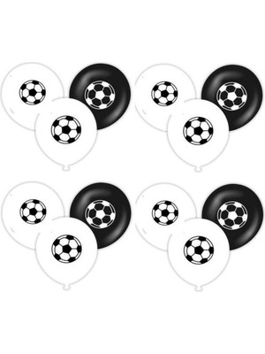 Best Parti Siyah Beyaz Taraftar Baskılı Latex Balon 10 Adet