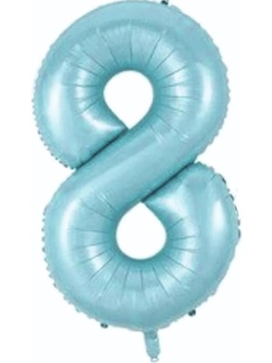 Best Parti 8 Açık Mavi Renk Rakam Folyo Balon 80 cm